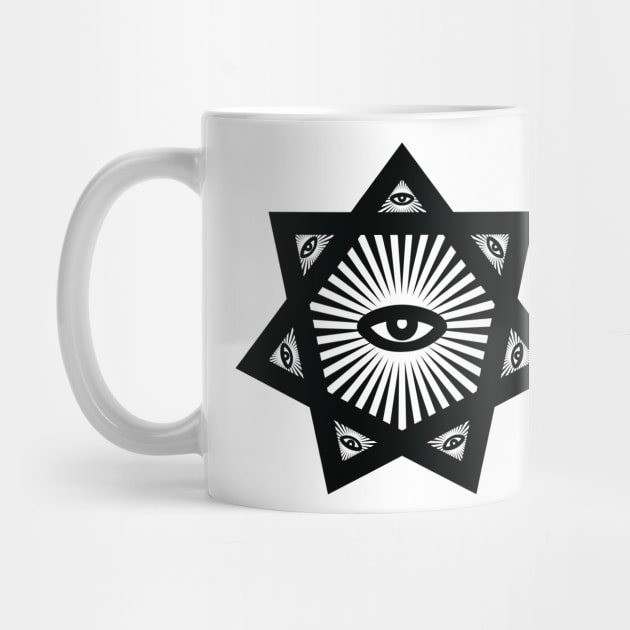 Heptagram 7 Sided Star With All Seeing Eye Scared Geometry by Nonstop Shirts
